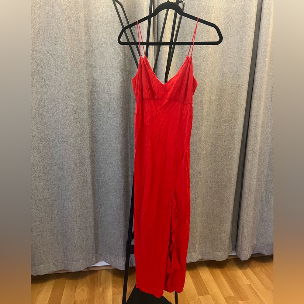 ZARA Bright Red Polka Dot Slip Dress XS